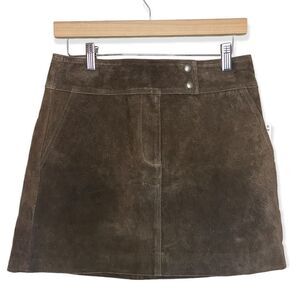 Blank NYC NWT Brown Truffle 100% Leather Lined Mini Skirt Size 27